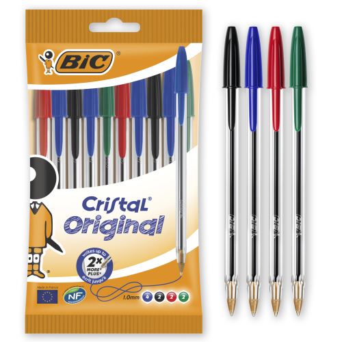 BIC CRISTAL 10 STYLOS BILLE ASS