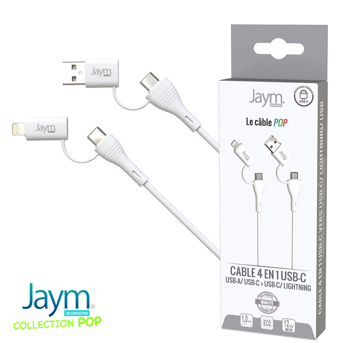 CABLE QUADRIPLUG 4-EN-1  1M BLANC