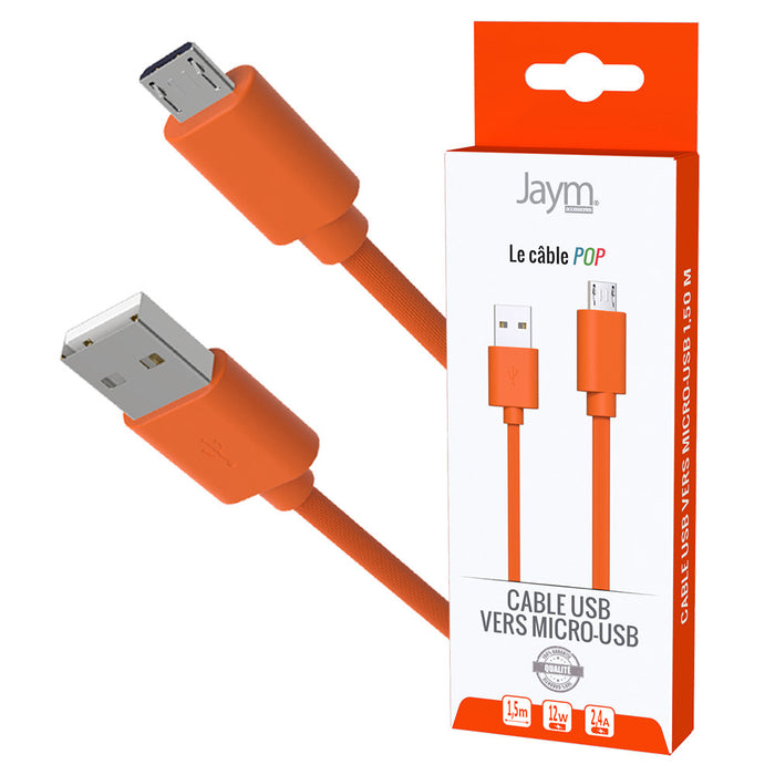 CABLE USB VERS MICRO-USB 1.5M 2.4A