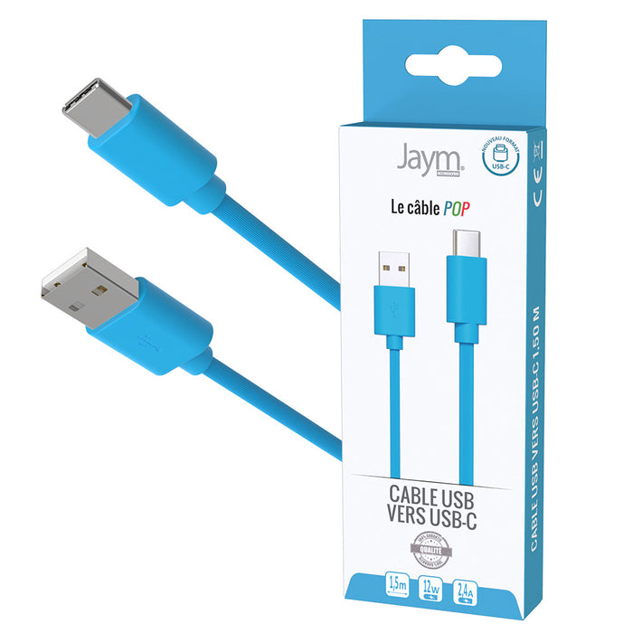 CABLE USB VERS TYPE-C 1.5M 3A BLEU