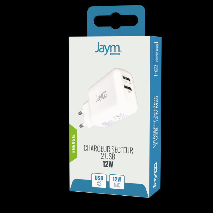 CHARGEUR SECTEUR DOUBLE USB-A 12W