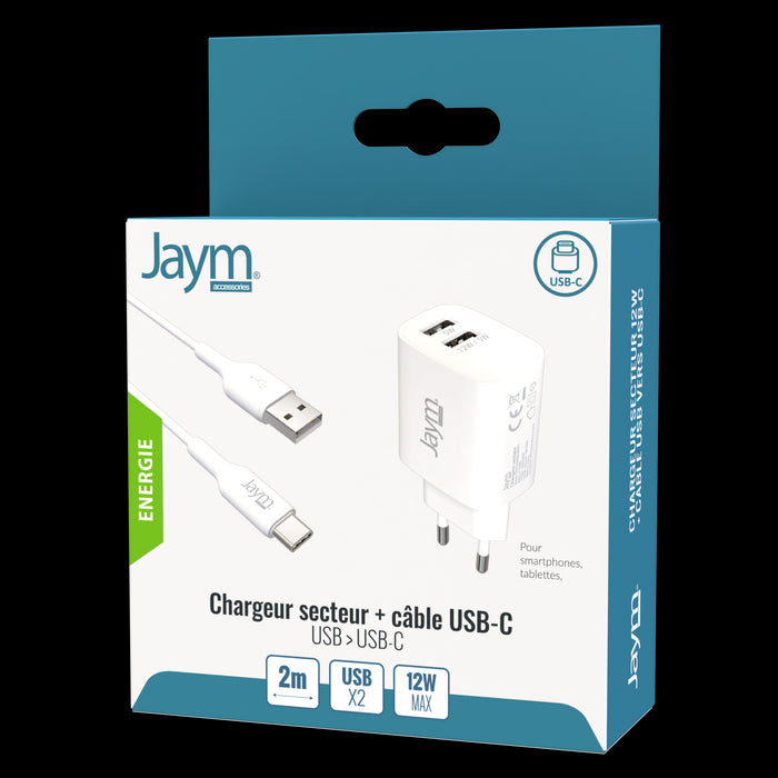 PACK CHARGEUR SECTEUR 2 USB 12W